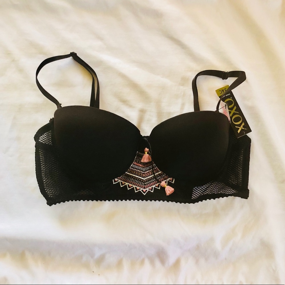 XOXO Black Net Bra with Tassel